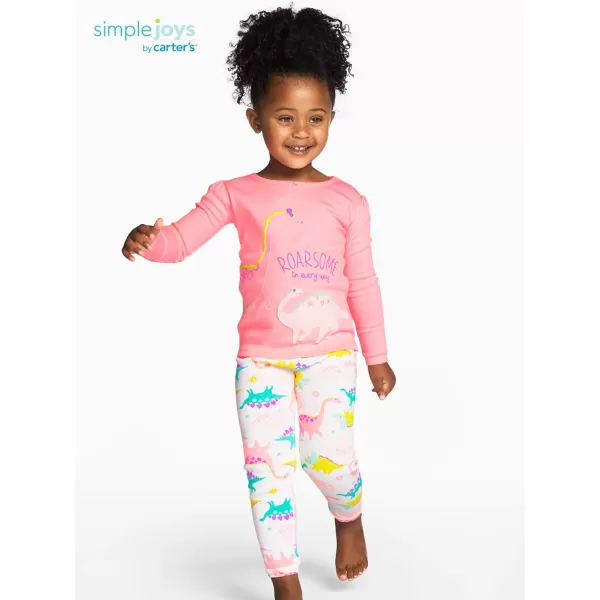 Simple Joys by Carter's Babies, Toddlers, and Girls' 6-Piece Snug-Fit Cotton Pajama Set, Pack of 3