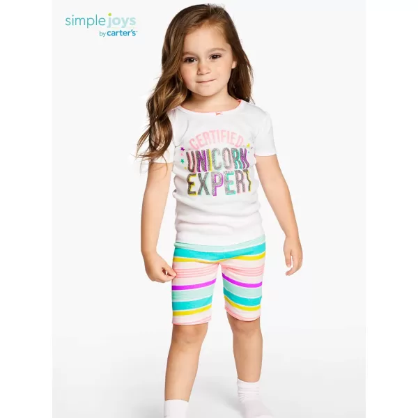 Simple Joys by Carter's Babies, Toddlers, and Girls' 6-Piece Snug-Fit Cotton Pajama Set, Pack of 3