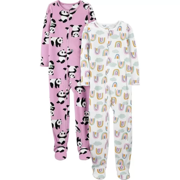 Simple Joys by Carter's Babies, Toddlers, and Girls' Loose-Fit Fleece Footed Pajamas, Pack of 2