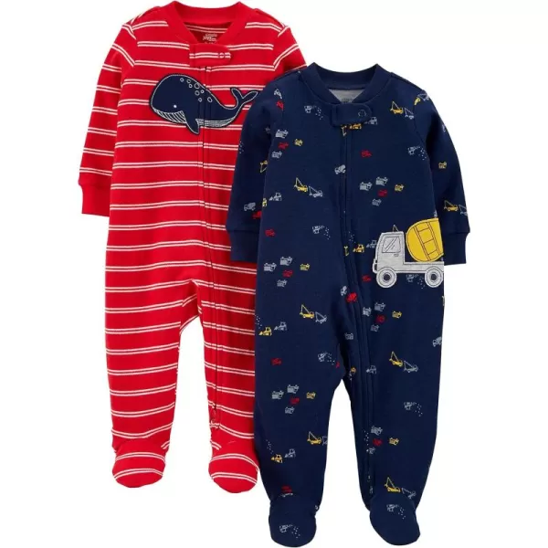 Simple Joys by Carter's Baby Boys' 2-Way Zip Cotton Footed Sleep and Play