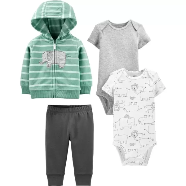 Dark Grey/Grey/Mint Green Elephant/White Forest Animals