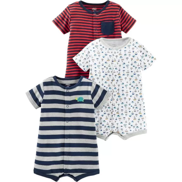 Grey Stripe/Red Mini Stripe/White Sailboats