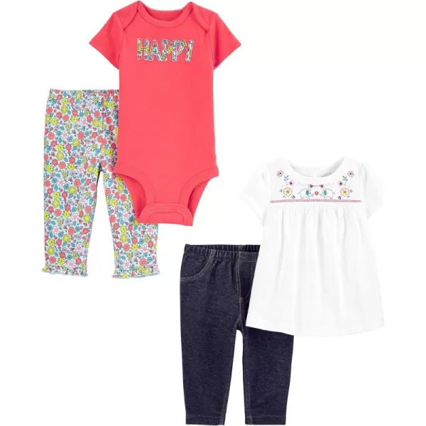 Simple Joys by Carter's Baby Girls' 4-Piece Bodysuit and Pant Set