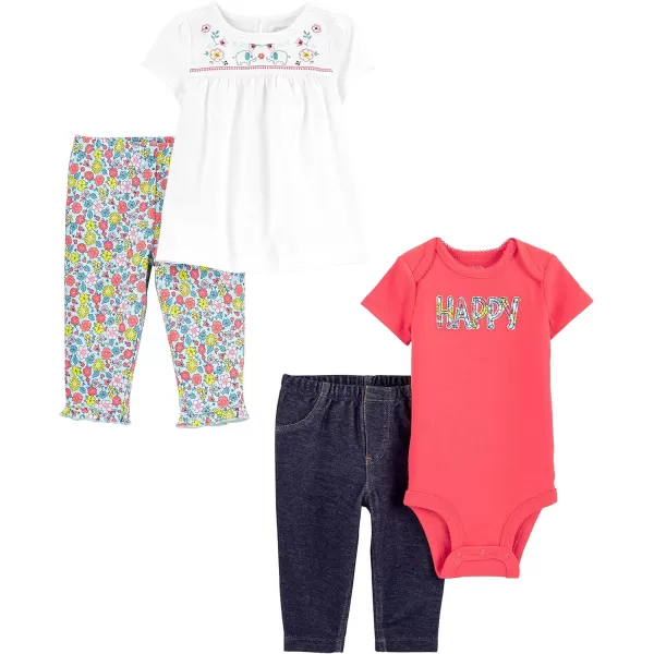 Simple Joys by Carter's Baby Girls' 4-Piece Bodysuit and Pant Set
