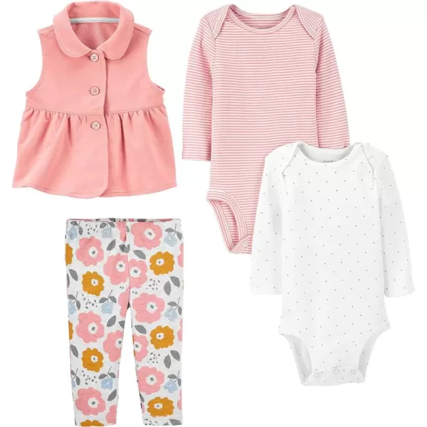 Simple Joys by Carter's Baby Girls' 4-Piece Bodysuit and Vest Set, Pack of 4