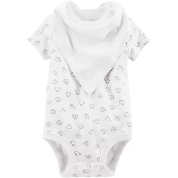 Simple Joys by Carter's Baby Girls' 4-Piece Neutral Bodysuit, Pant, Bib, and Cap Set, Pack of 4