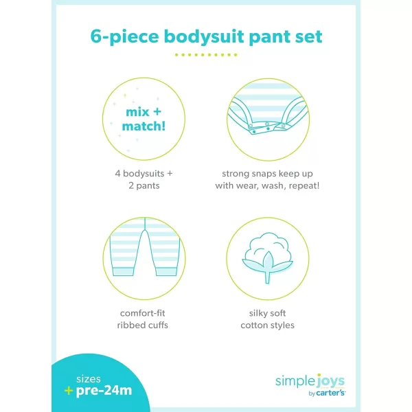 Simple Joys by Carter's Baby Girls' 6-Piece Bodysuits  and Pants Set