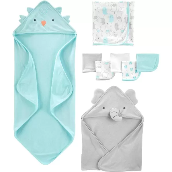 Simple Joys by Carter's Baby Girls' 8-Piece Towel and Washcloth Set, Pink/White, One Size