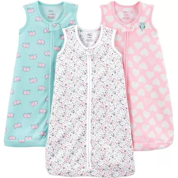 Simple Joys by Carter's Baby Girls' Cotton Sleeveless Sleepbag Wearable Blanket, Pack of 3