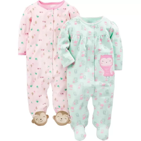 Simple Joys by Carter's Baby Girls' Cotton Snap Footed Sleep and Play, Pack of 2