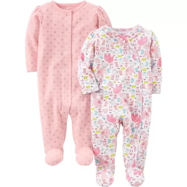 Simple Joys by Carter's Baby Girls' Cotton Snap Footed Sleep and Play, Pack of 2