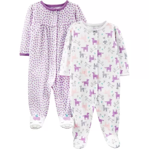 Simple Joys by Carter's Baby Girls' Cotton Snap Footed Sleep and Play, Pack of 2