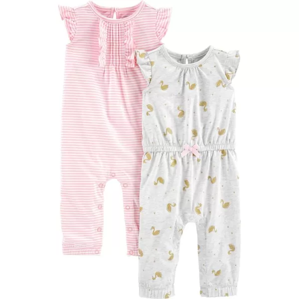 Simple Joys by Carter's Baby Girls' Fashion Jumpsuits, Pack of 2