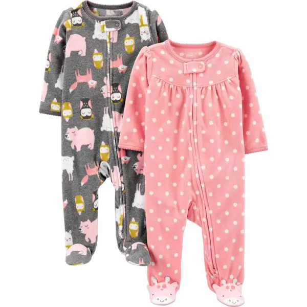 Simple Joys by Carter's Baby Girls' Fleece Footed Sleep and Play, Pack of 2