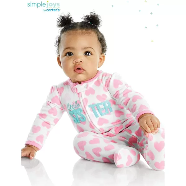 Simple Joys by Carter's Baby Girls' Fleece Footed Sleep and Play, Pack of 2