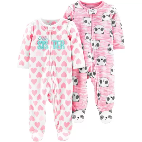 Simple Joys by Carter's Baby Girls' Fleece Footed Sleep and Play, Pack of 2