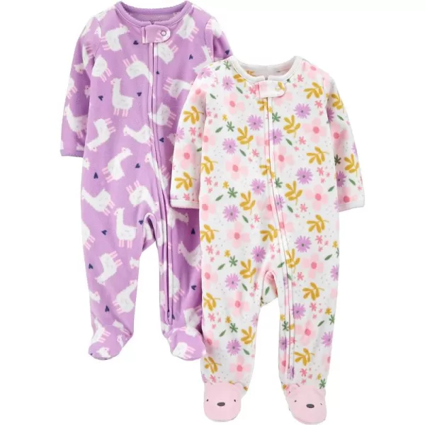 Simple Joys by Carter's Baby Girls' Fleece Footed Sleep and Play, Pack of 2
