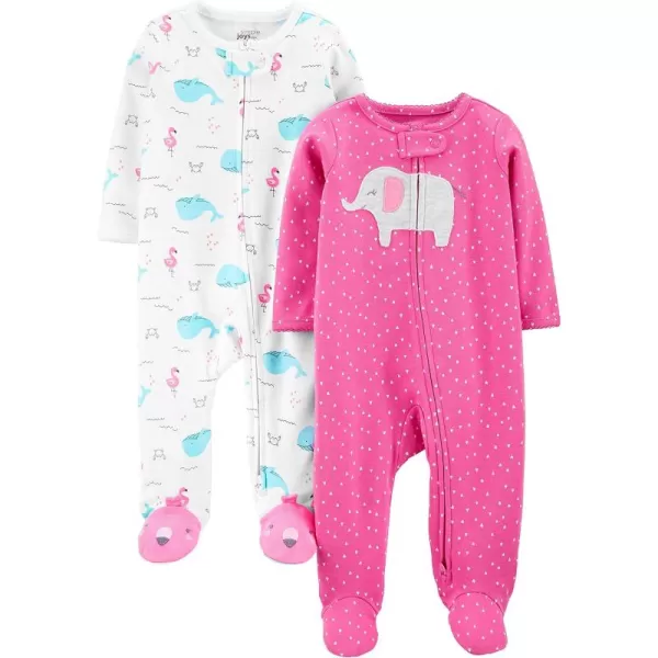 Simple Joys by Carter's Baby Girls' Fleece Footed Sleep and Play, Pack of 2