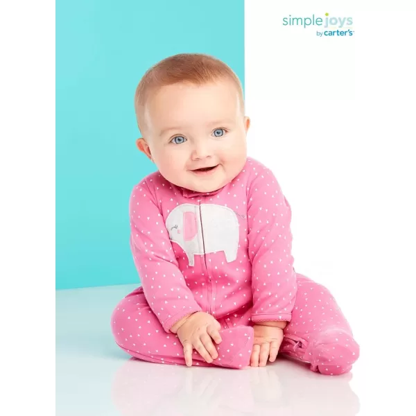 Simple Joys by Carter's Baby Girls' Fleece Footed Sleep and Play, Pack of 2