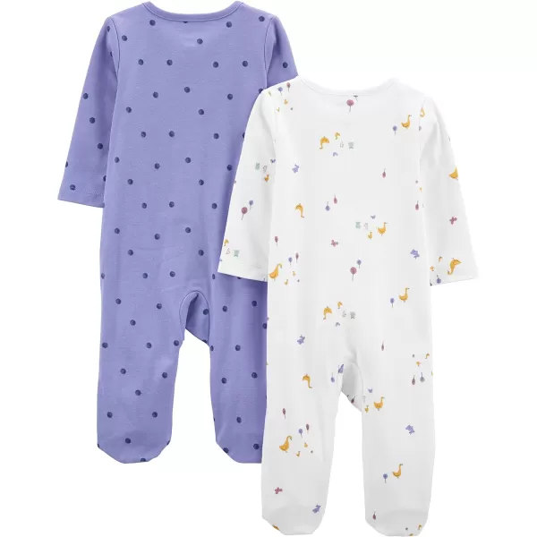 Simple Joys by Carter's Baby Girls' Fleece Footed Sleep and Play, Pack of 2