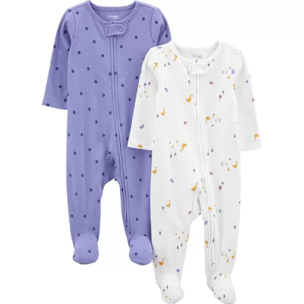 Simple Joys by Carter's Baby Girls' Fleece Footed Sleep and Play, Pack of 2