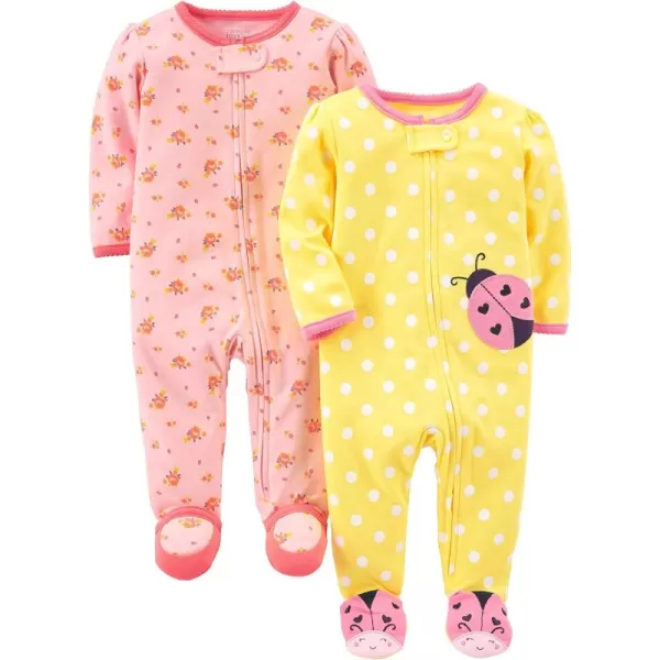 Simple Joys by Carter's Baby Girls' Fleece Footed Sleep and Play, Pack of 2