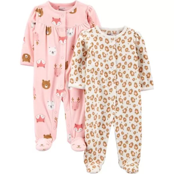Simple Joys by Carter's Baby Girls' Fleece Footed Sleep and Play, Pack of 2