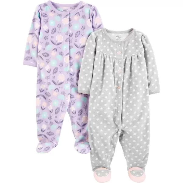 Simple Joys by Carter's Baby Girls' Fleece Footed Sleep and Play, Pack of 2