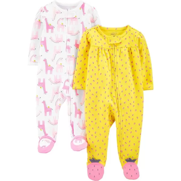 Simple Joys by Carter's Baby Girls' Fleece Footed Sleep and Play, Pack of 2