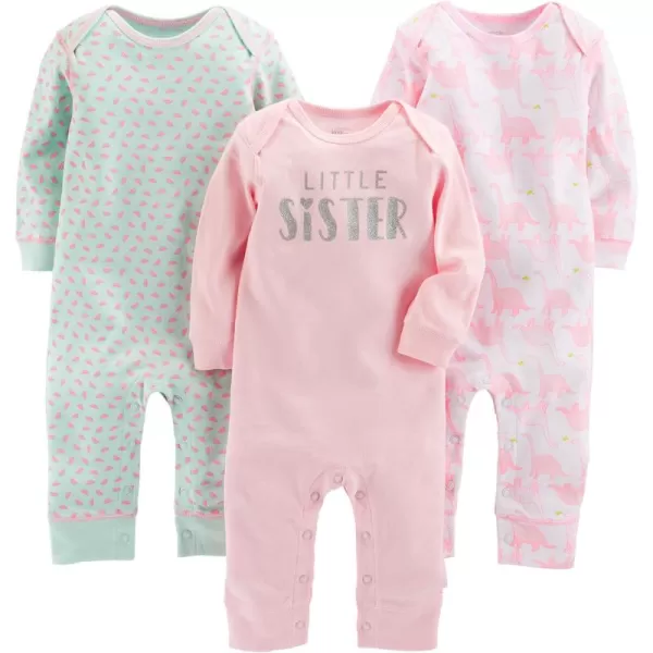 Simple Joys by Carter's Baby Girls' Jumpsuits, Pack of 3
