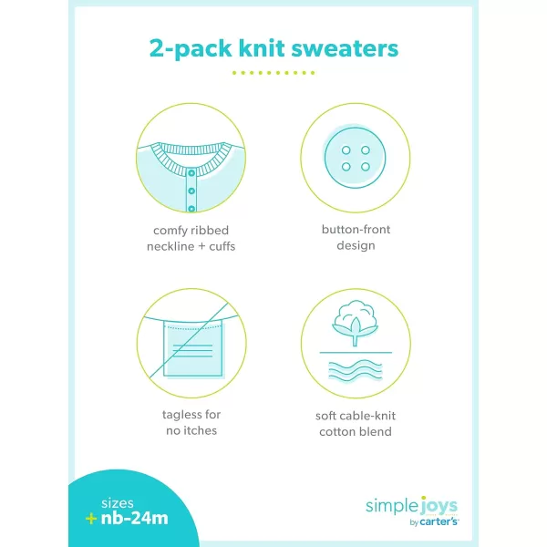 Simple Joys by Carter's Baby Girls' Knit Cardigan Sweaters, Pack of 2