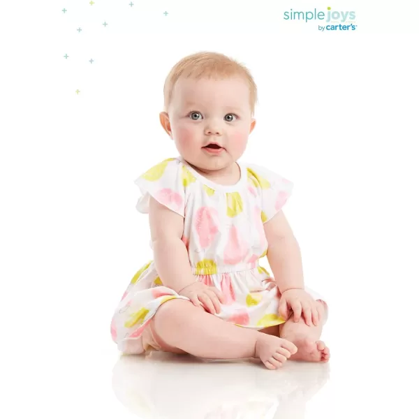 Simple Joys by Carter's Baby Girls' Romper, Sunsuit and Dress, Pack of 3