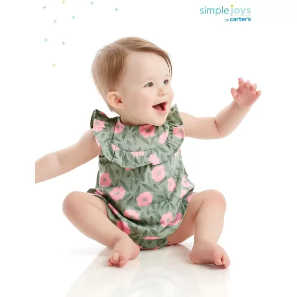 Simple Joys by Carter's Baby Girls' Romper, Sunsuit and Dress, Pack of 3