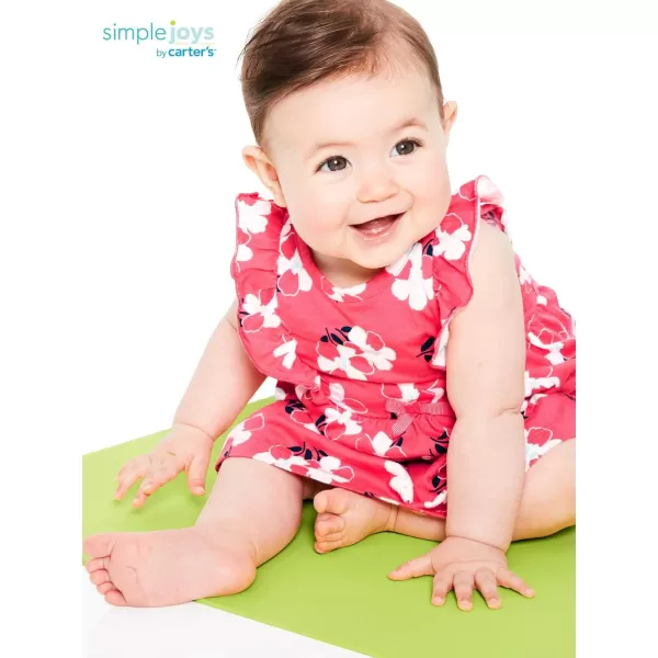 Simple Joys by Carter's Baby Girls' Romper, Sunsuit and Dress, Pack of 3