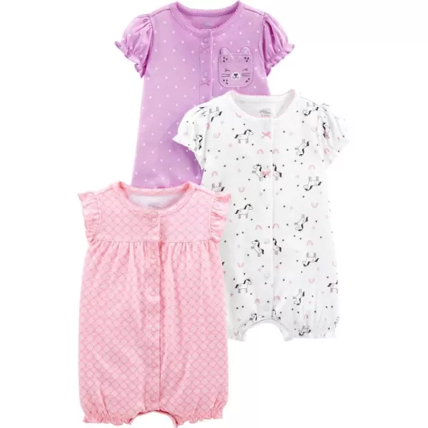 Simple Joys by Carter's Baby Girls' Snap-Up Rompers, Pack of 3