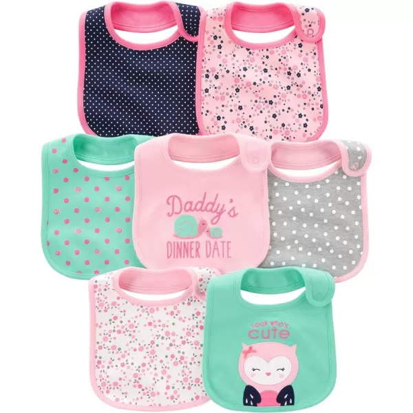 Simple Joys by Carter's Baby Girls' Teething Bibs, Pack of 7