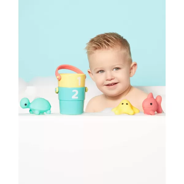 Simple Joys by Carter's Baby Stacking Buckets and Ocean Squirties Bath Toy Bundle, One Size