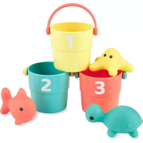 Simple Joys by Carter's Baby Stacking Buckets and Ocean Squirties Bath Toy Bundle, One Size