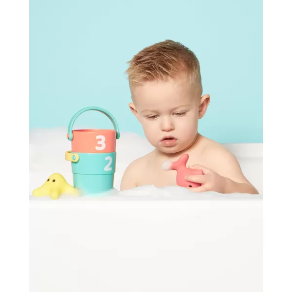 Simple Joys by Carter's Baby Stacking Buckets and Ocean Squirties Bath Toy Bundle, One Size