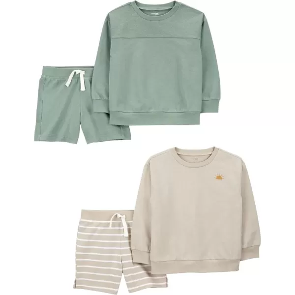 Simple Joys by Carter's Boys 4-Piece French Terry Long-Sleeve Shirts and Shorts Playwear Set
