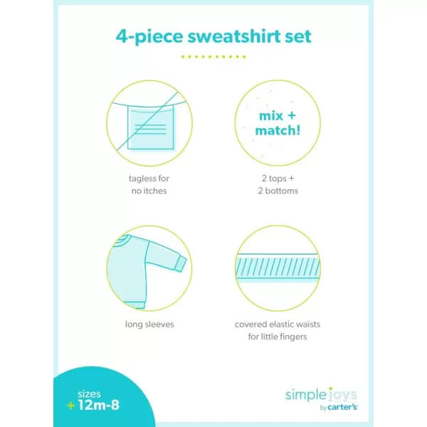 Simple Joys by Carter's Boys' 4-Piece Sweatshirt Set, Pack of 2