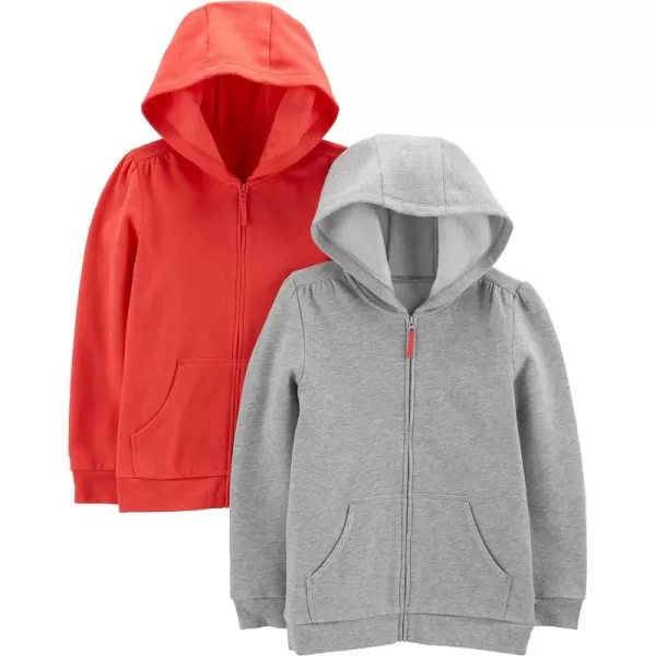 Simple Joys by Carter's Girls' Fleece Full-Zip Hoodies, Pack of 2