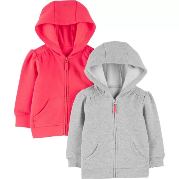 Simple Joys by Carter's Girls' Fleece Full-Zip Hoodies, Pack of 2