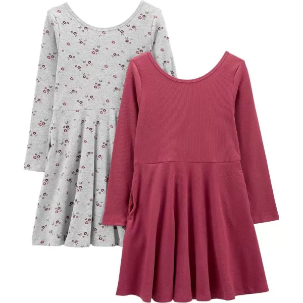 Simple Joys by Carter's Girls' Stretch Rib Dresses, Pack of 2