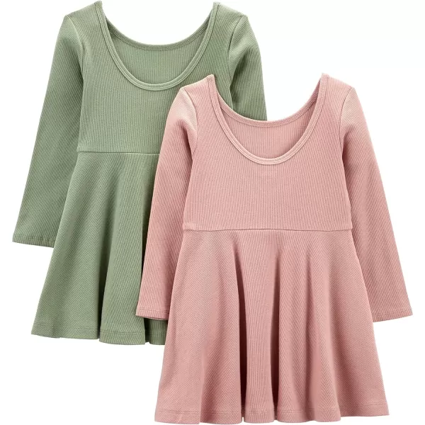 Simple Joys by Carter's Girls' Stretch Rib Dresses, Pack of 2