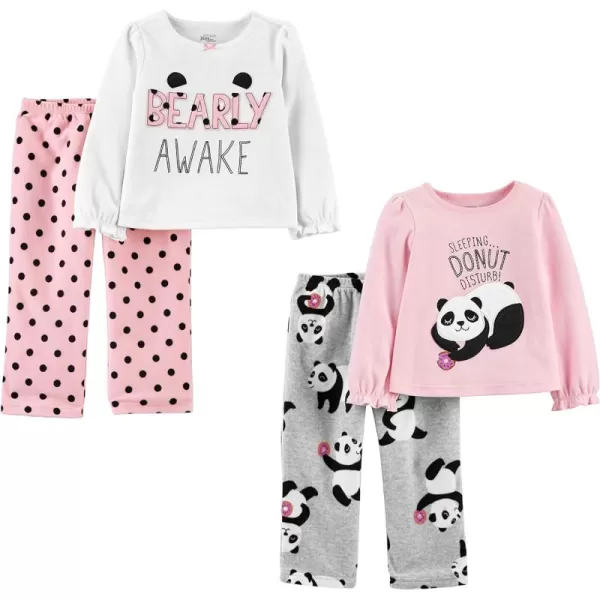 Grey Panda/Pink Donut/White Text Print/Dots