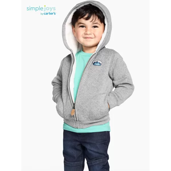 Simple Joys by Carter's Toddler Boys' Hooded Sweater Jacket with Sherpa Lining