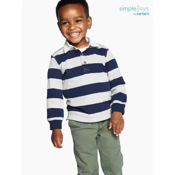 Simple Joys by Carter's Toddler Boys' Long-Sleeve Rugby Striped Shirts, Pack of 2