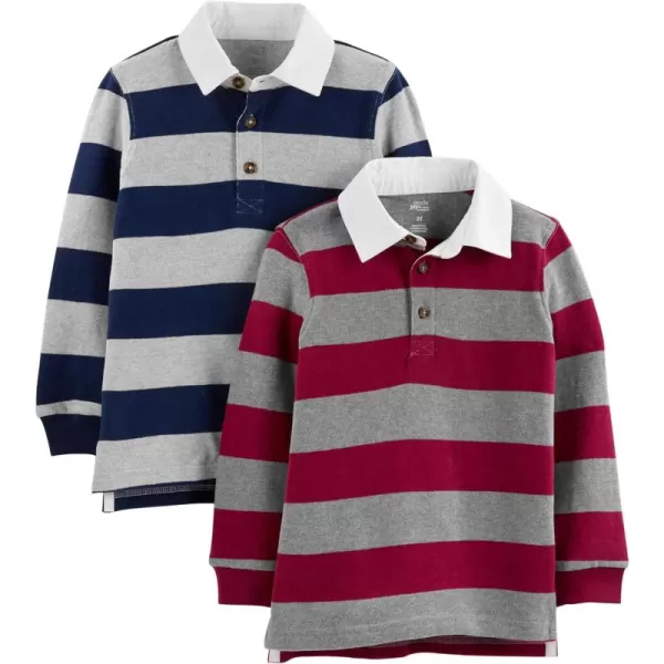 Simple Joys by Carter's Toddler Boys' Long-Sleeve Rugby Striped Shirts, Pack of 2
