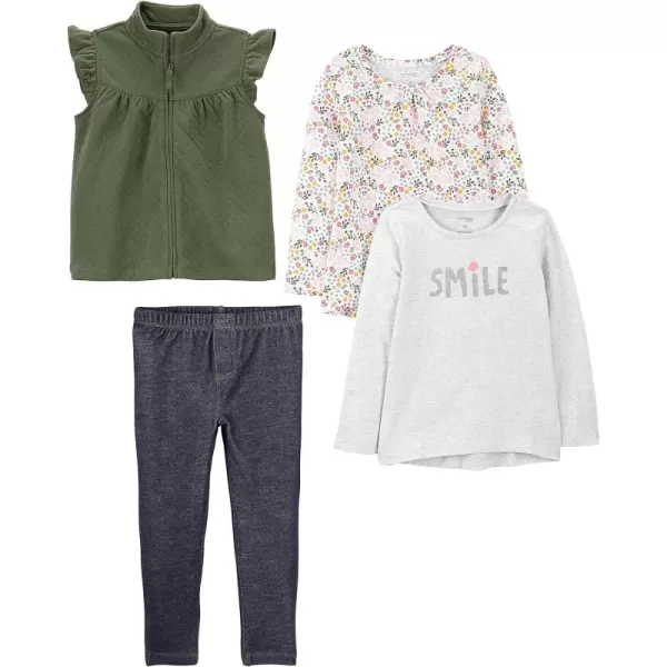 Simple Joys by Carter's Toddler Girls' 4-Piece Top and Vest Set, Pack of 4